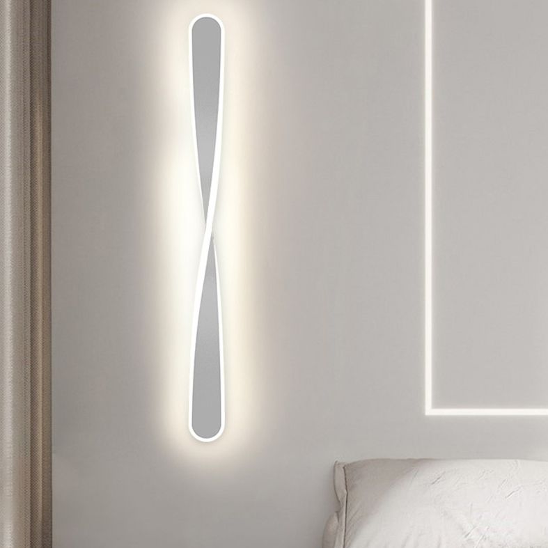LED Line Shaped Wall Mount Light Fixture Postmodern Style Metal Wall Sconce