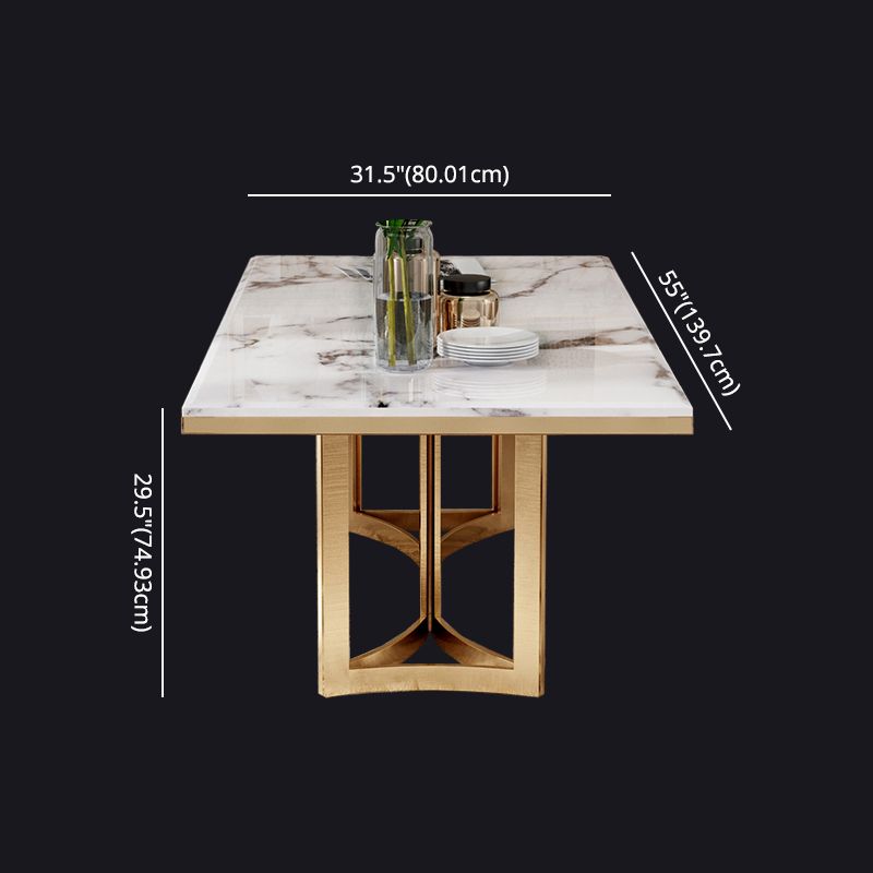 Glam Sintered Stone Dining Table Set with Double Pedestal Base Dining Furniture