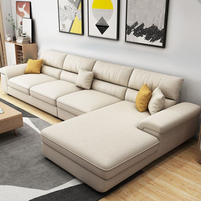 L-Shape High Back Pillow Top Arm Sectional with Slipcovered for Living Room