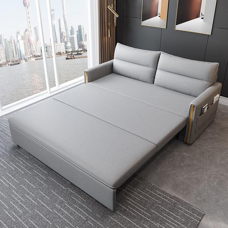 Stain Resistant Faux Leather Contemporary Bed Sofa Couch in Grey
