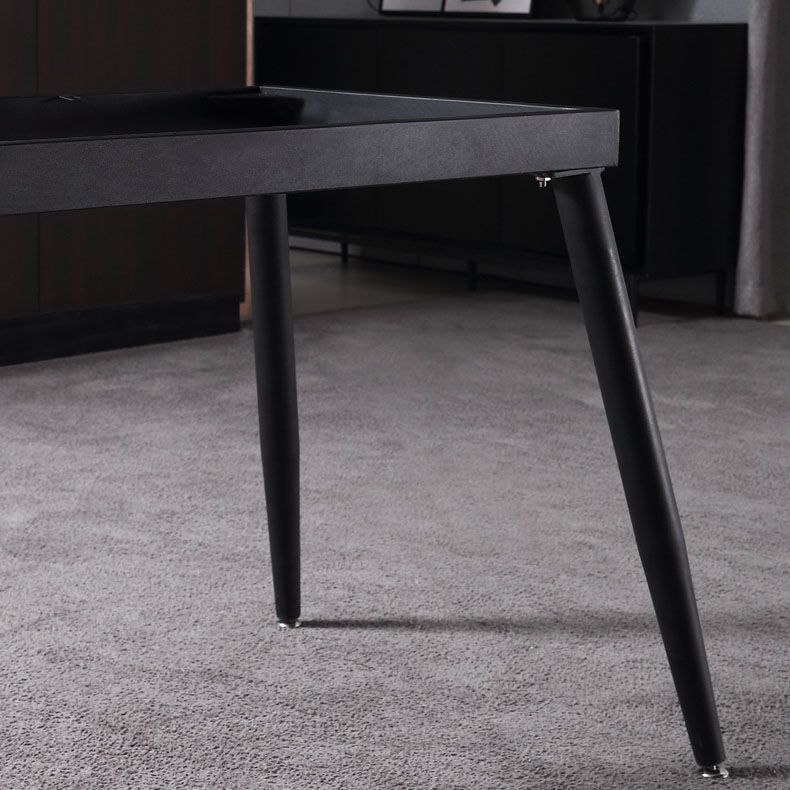 Black Metal Frame Industrial Rectangle Dining Table Sintered Stone Table for Dining Room