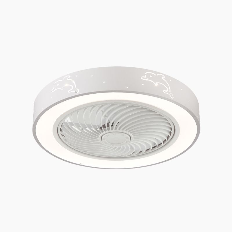 Lampada a ventola del soffitto in metallo nordico a filo arrotondato con lama di ventola di plastica