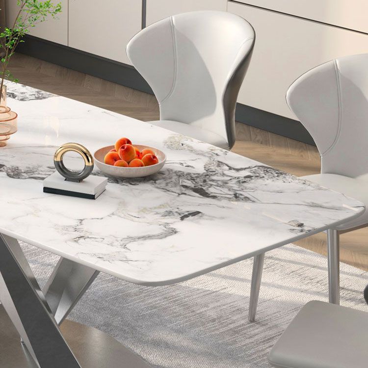 Sintered Stone Top Set 1/4/5/7 Pcs Rectangle Dining Table and Wingback Leather Chairs