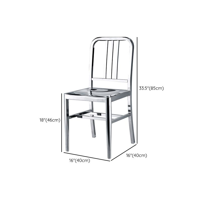 Industrial Metal Outdoor Bistro Chairs Open Back Dining Chairs in Silver