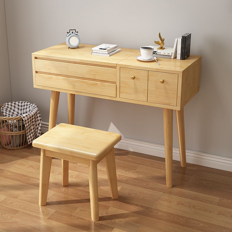 3-Drawer Bedroom Dressing Table Rubberwood Flip-Top Make-up Vanity