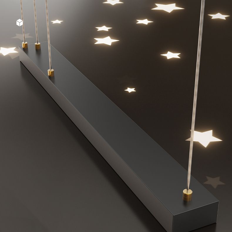 Zeitgenössischer Stil Geometry Island Lighting Metal 5 Light Island Leuchten in Schwarz