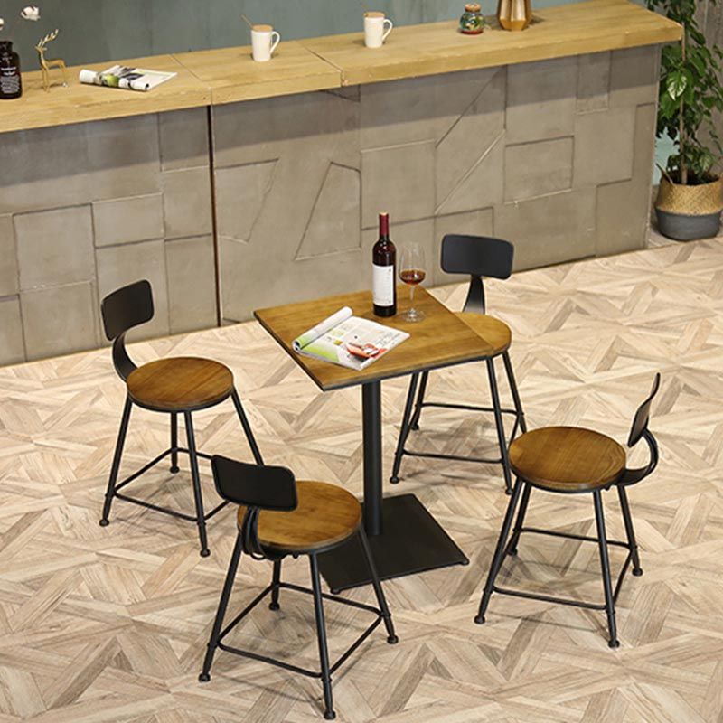 Industrial 1/3/4/5 Pieces Bar Table Set Round Pine Wood Counter Table with Stools for Cafe