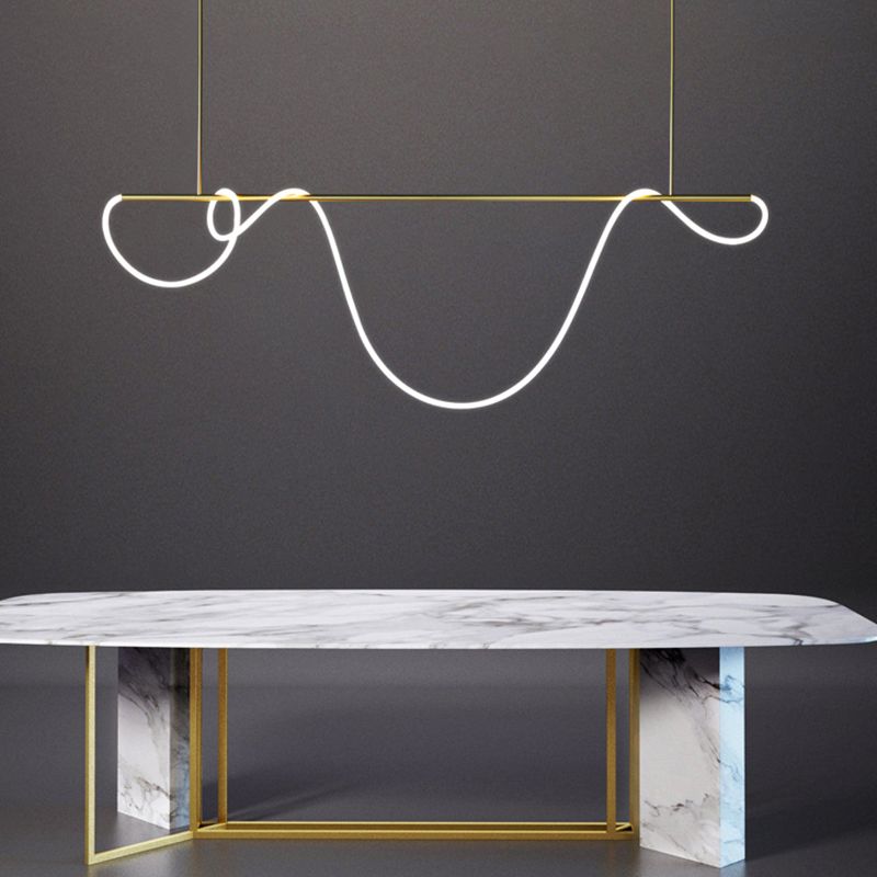 Modern Style Linear Shape Island Light Metal 1 Light Island Lighting Idea in Gold