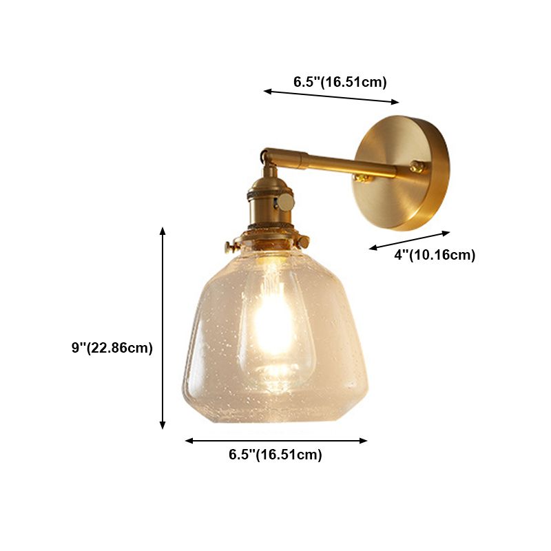 Nordic Style Brass Wall Light Bowl Shape Wall Sconce with Glass for Bedroom