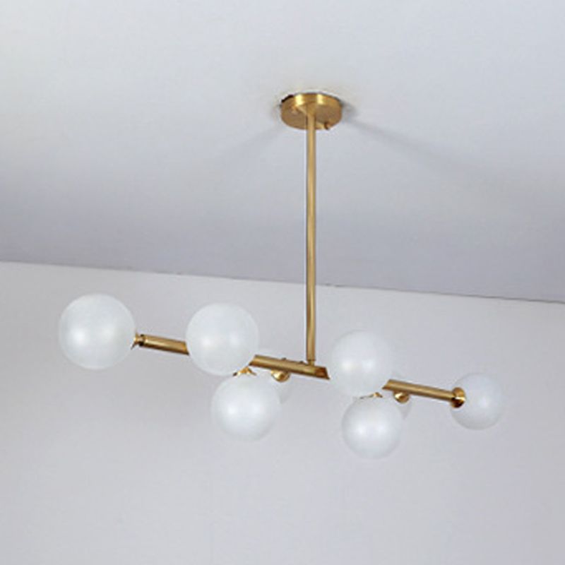 8-Lights Linear Hanging Ceiling Light Modern Glass Hanging Lamp Kit