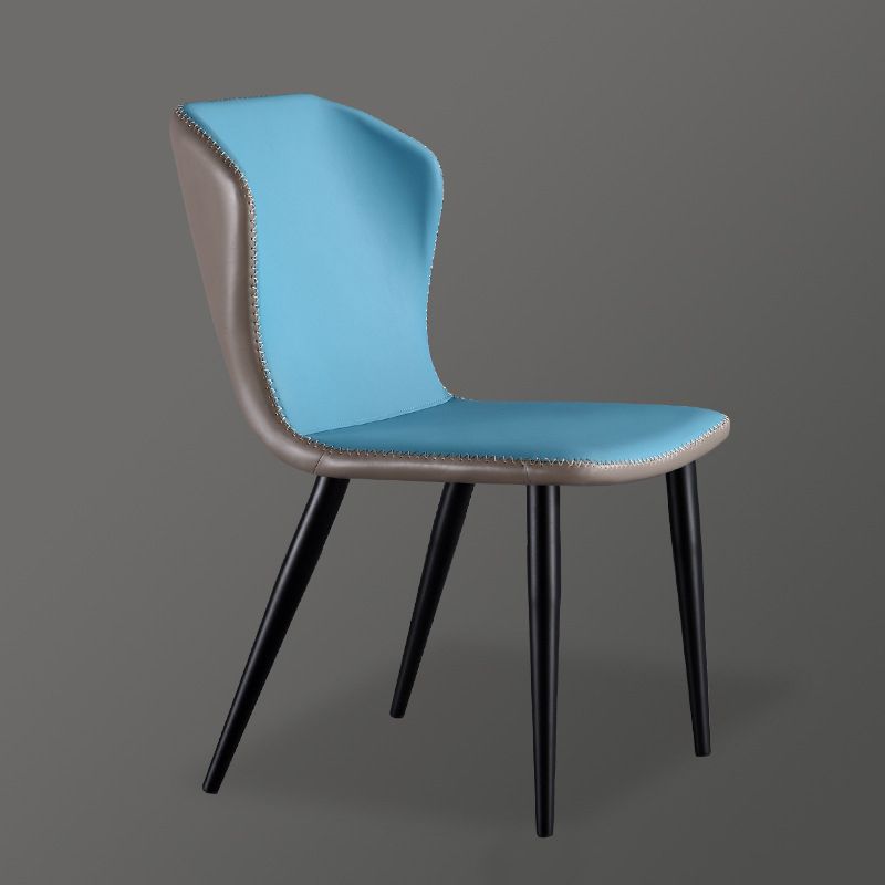 Industrial Solid Back Chairs Armless Side Chairs with Metal Legs for Home Use