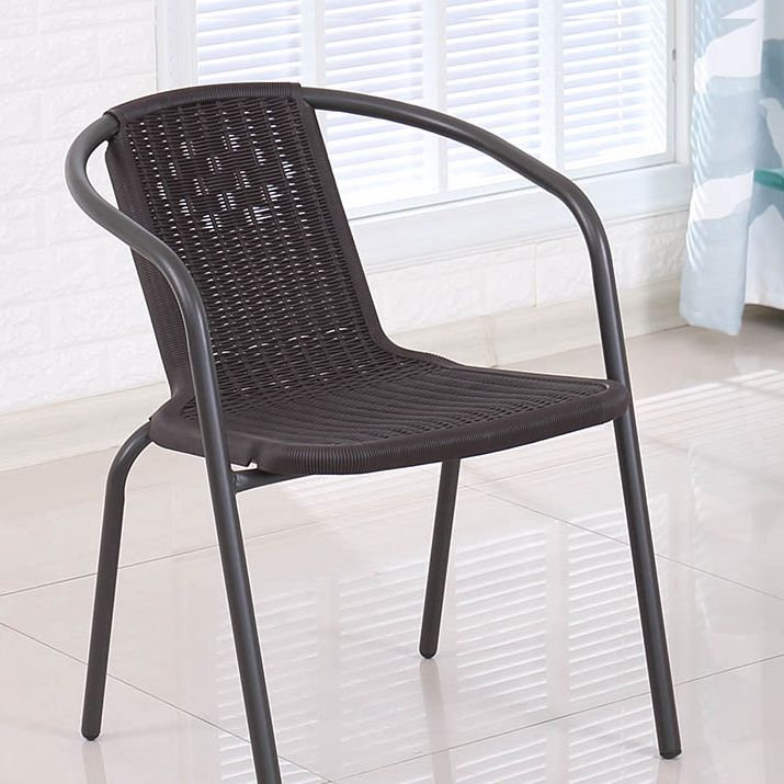 Contemporary Outdoors Dining Chairs in Metal Frame Stacking Chairs