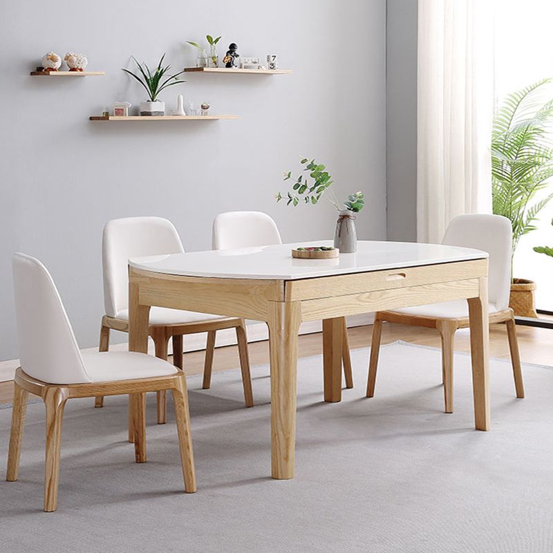 Modern Extendable Furniture Round White Sintered Stone Dining Table with 4 Legs