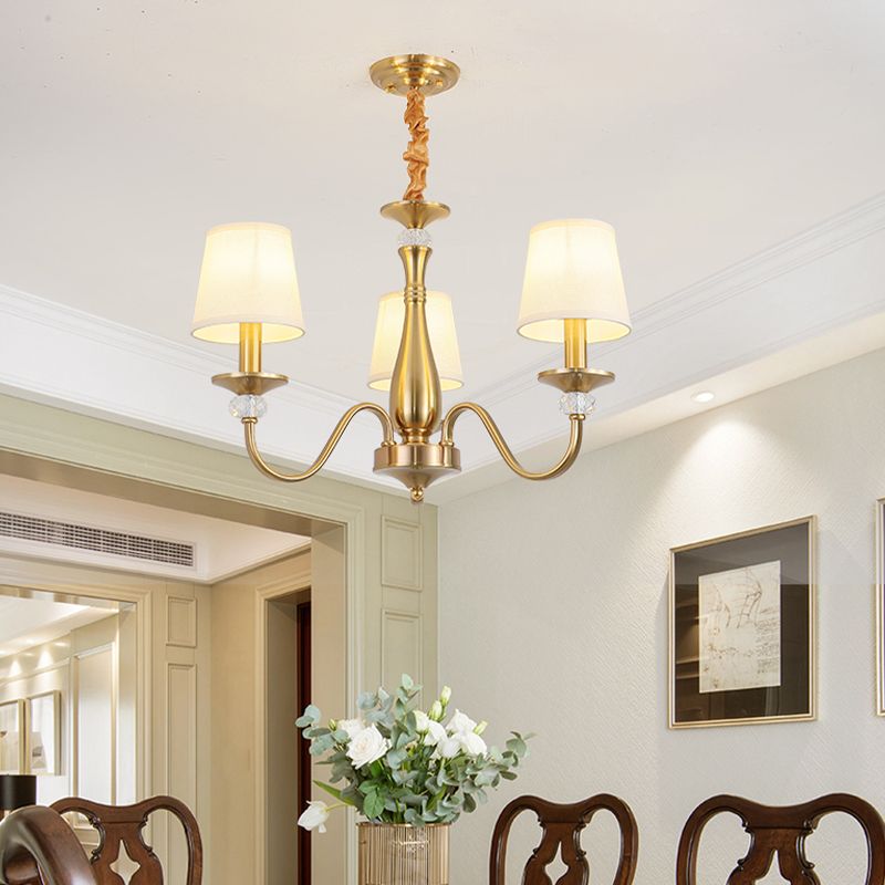 Barrel Chandelier Lighting Fixtures Traditional Suspension Light with Fabric Shade for Living Room
