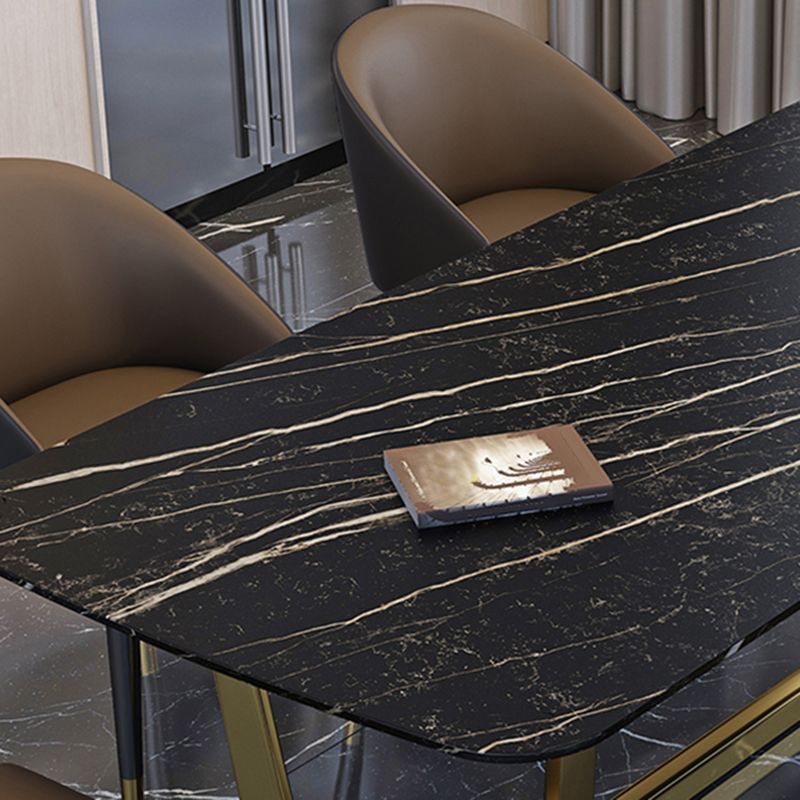 Glam Indoor Dining Table Set 1/4/5/7 Pieces Rectangle Trestle Dinette Set in Black