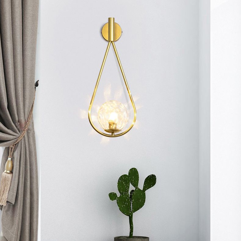 Glass Sphere Wall Sconce Modern Minimalism 1 Light Living Room Suspender Wall Lighting