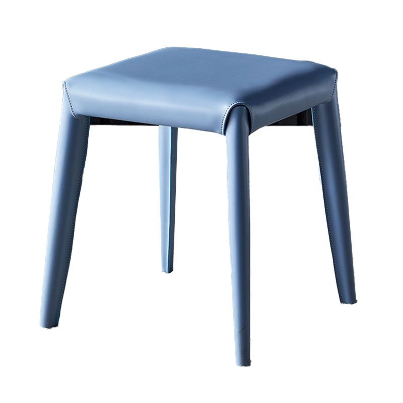 Glam Ottoman Faux Leather Stain Resistant Solid Color Square Ottoman with Metal Legs