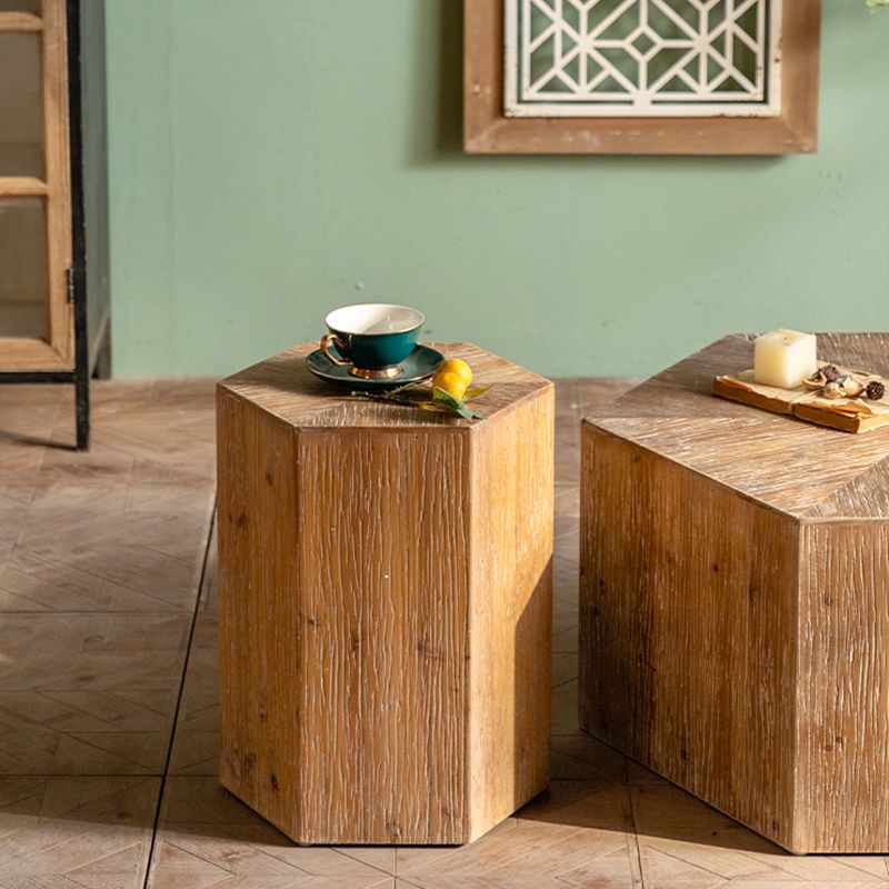 Rustic Corner Table Solid Wood Brown Side End Table for Living Room