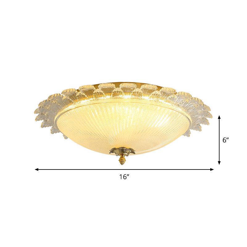Simplicity LED Ceiling Light Fixture Gold Dome Flush Mount Lamp with Clear Crystal Shade, 16"/19.5" Width