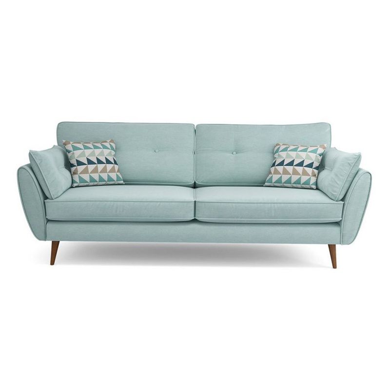 Tufted Flared Arm Sofa 3-Seater 34.64" H Linen Cushions Sofa