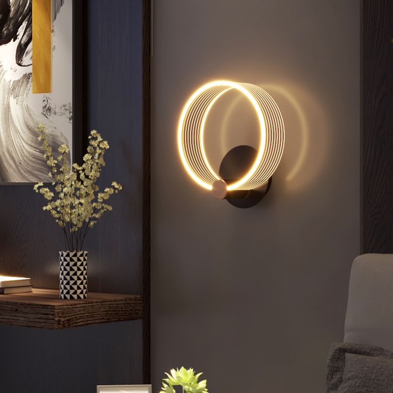 Shaded Sconce Light Fixture Minimalist Style Acrylic LED Bedroom Wall Light Fixture in Gold