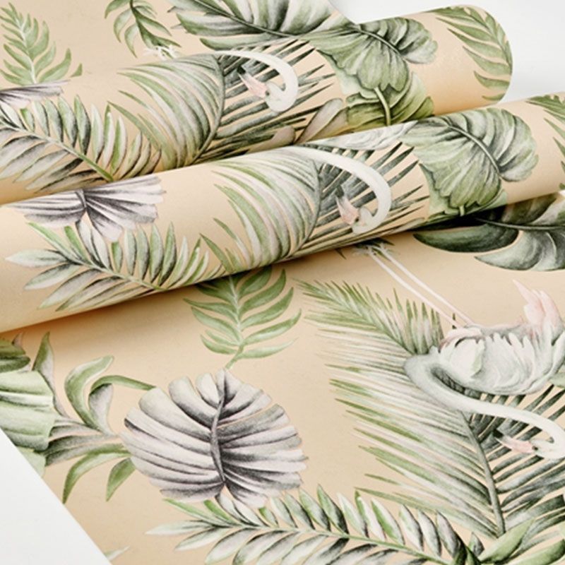 Décoration murale en forme de flamant rose tropical en tissu non tissé de couleur neutre pour décoration intérieure, 57,1 pieds carrés.