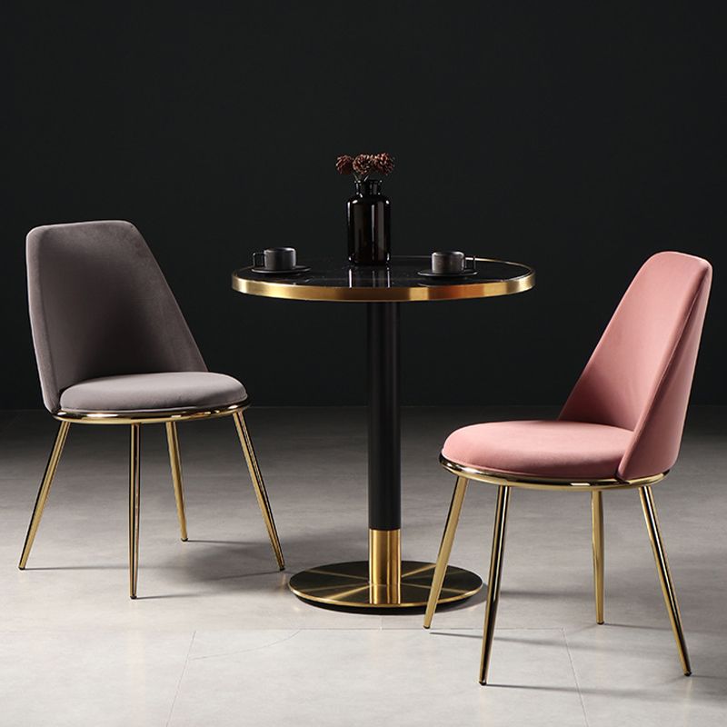 Glam Style Side Chair Armless Solid Back Dining Chair for Dining Room