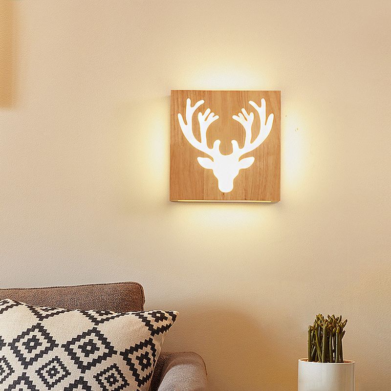 Retangular Schatten Wandbeleuchtung moderner einfacher Holzstil 1 Licht in Braun