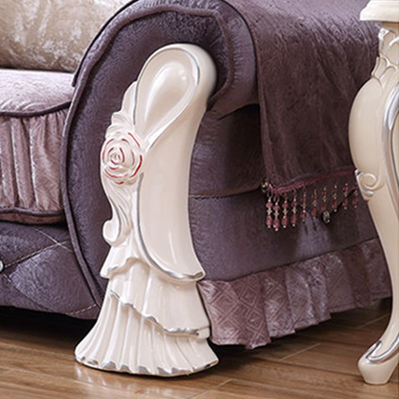 Traditional Wooden 4-Seater Sofa Chaise Flared Arm Sofa with Pillows