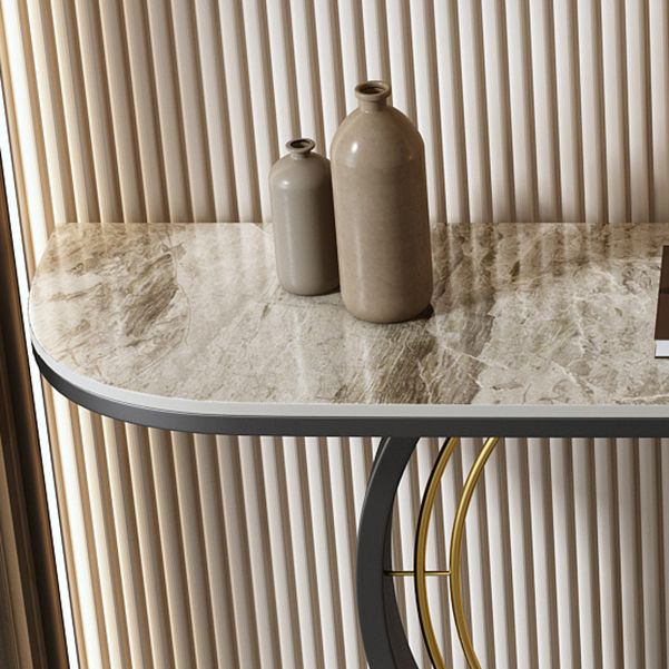 31.5" Tall Modern Console Table Stone Accent Table with Shelf