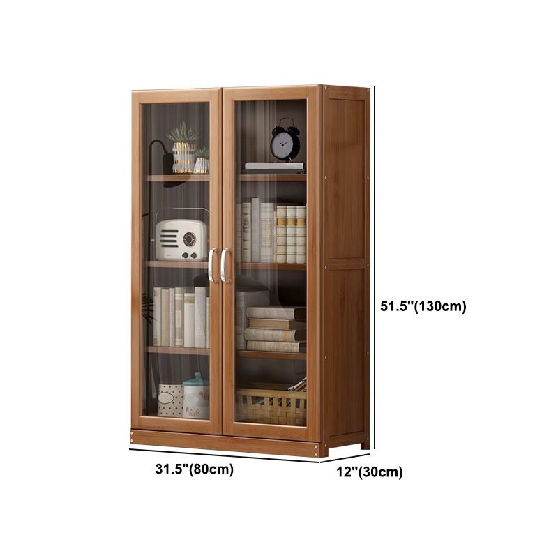 Manufactured Wood Standard Bookshelf Brown Vertical Bookcase with Door and Drawer