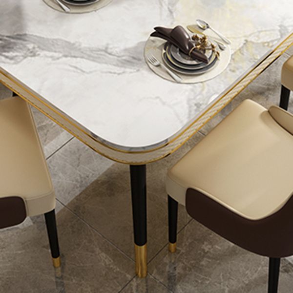 Luxury 1/2/5/7 Pieces Rectangle Dining Set Marble Dining Table with Leather Chairs