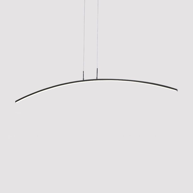 Simple Curved Island Light Fixture Metal Dining Room LED Island Pendant Light