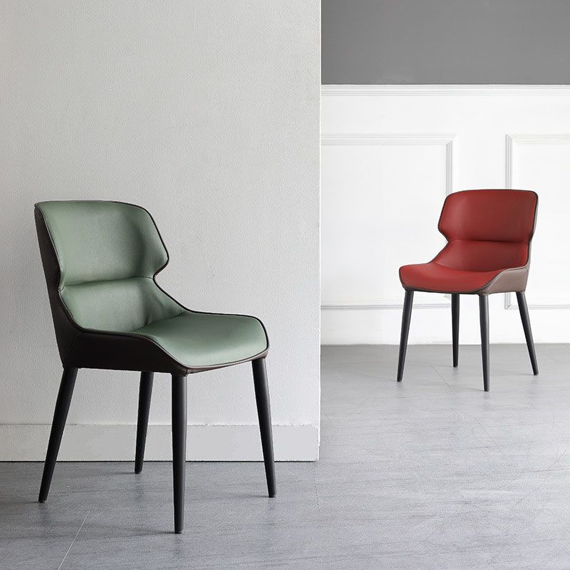 Contemporary Wingback Side Chairs Leather Dining Side Chair for Kitchen