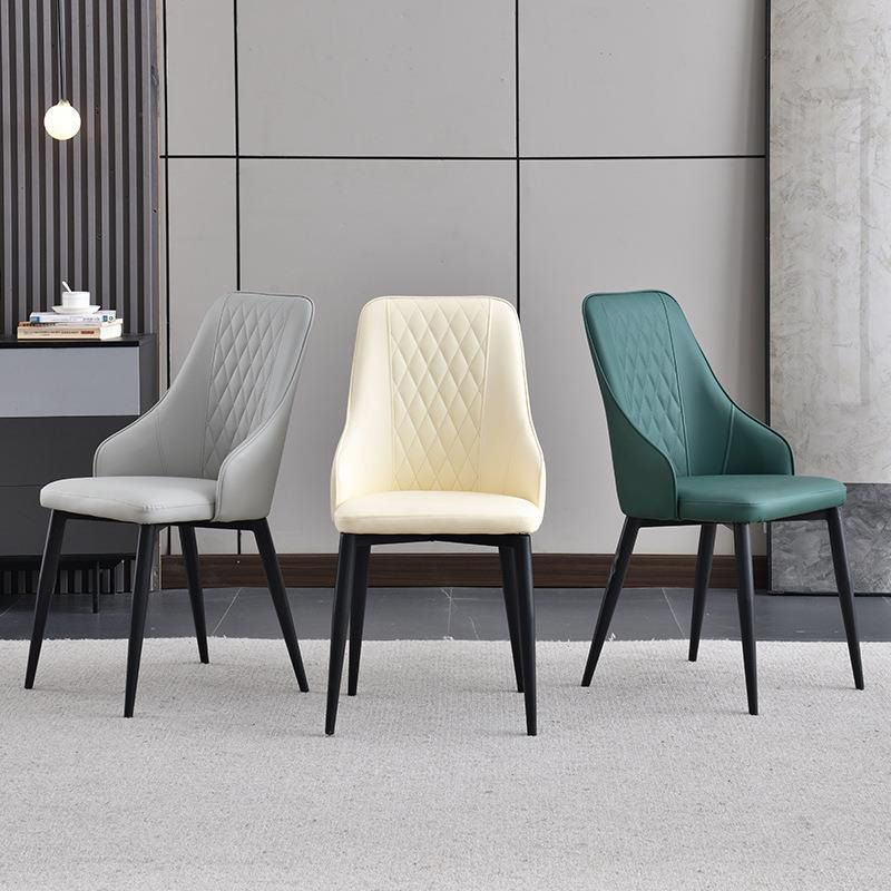 Contemporary Faux Leather Dining Chairs Metal Parsons Side Chair