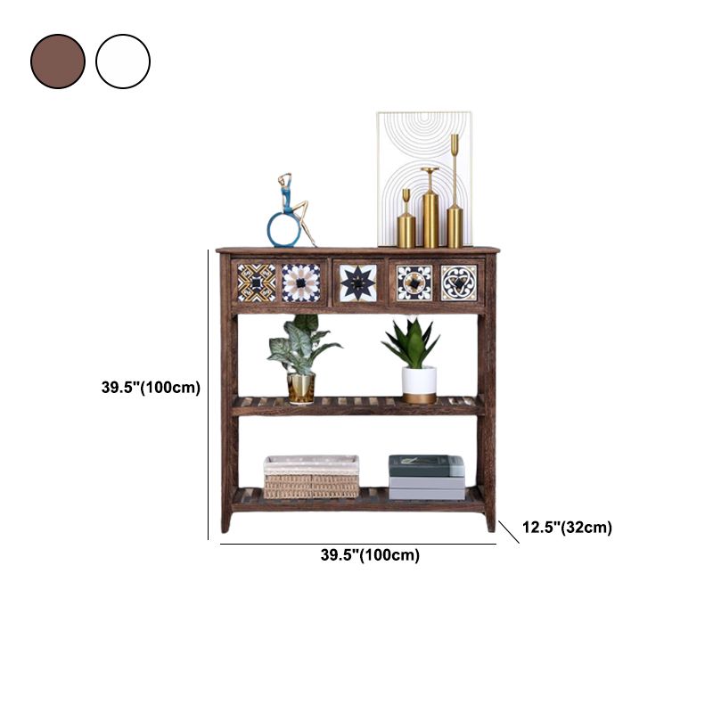 Mid-Century Modern Console Table Rectangle Console Table Floor Shelf