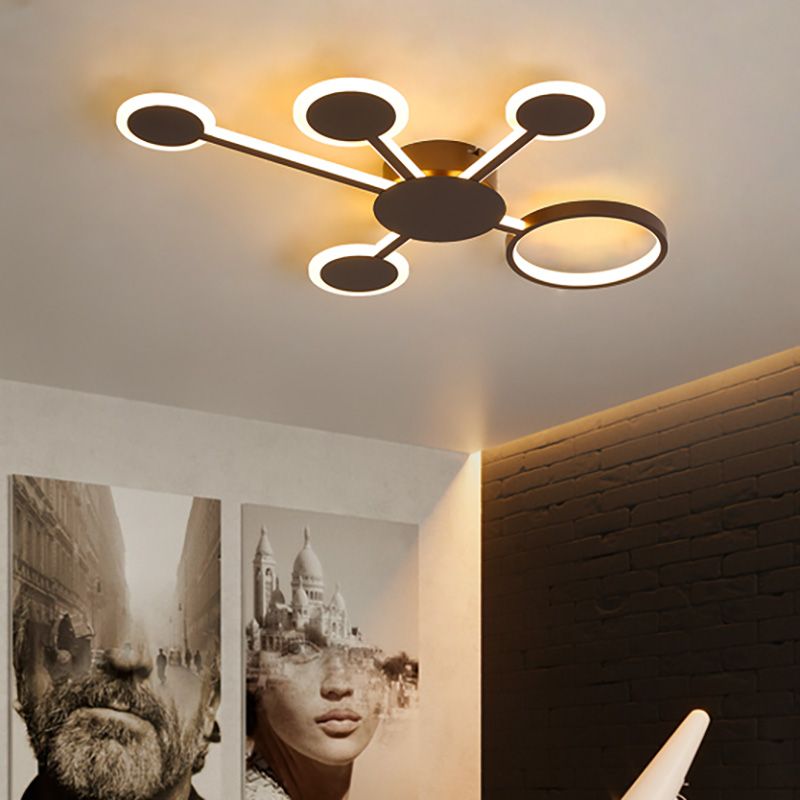 Acrílico Sputnik montaje empotrado modernista 4/5/6 luces café LED montaje empotrado lámpara en luz blanca/cálida