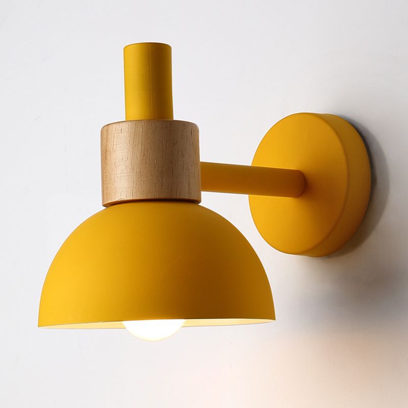 Macaron Style Wall Lamp 1-Light Wall Mount Lamp with Wood for Living Room