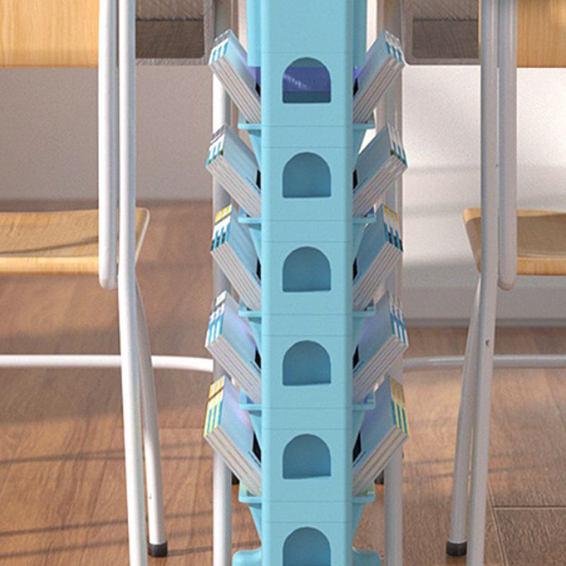 6-Shelf Plastic Ladder Bookcase Contemporary Closed Back Book Shelf