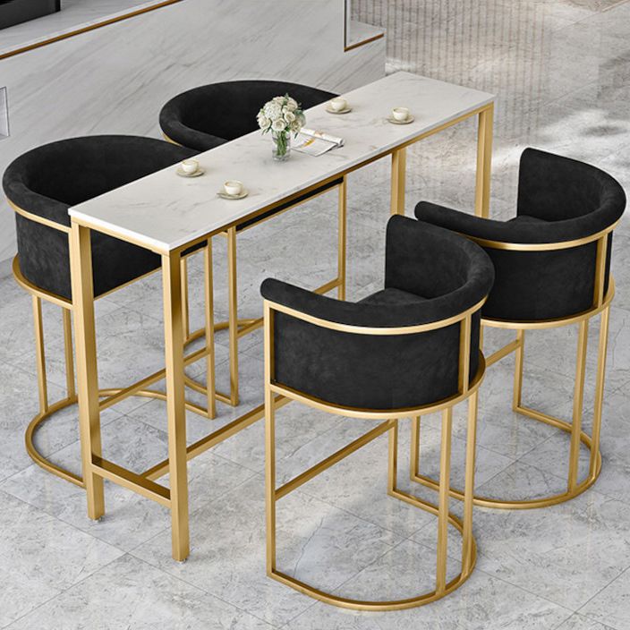 Round Stone Bistro Set 1/2/3/5 Pieces Glam Gold Base Table and Stools