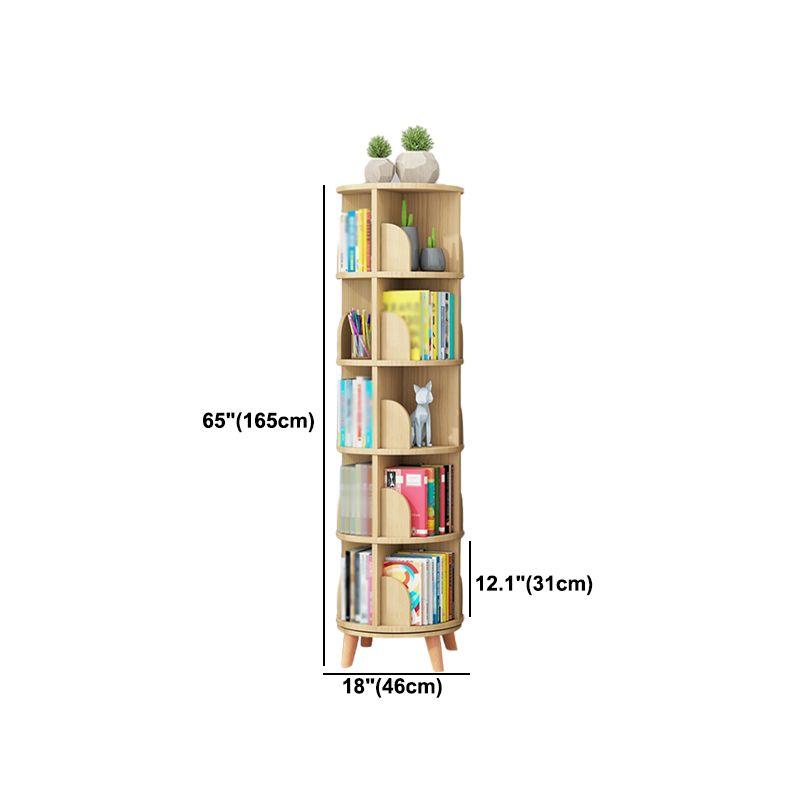 Solid Wood Bookshelf Contemporary Style Natural Bookcase for Home Office