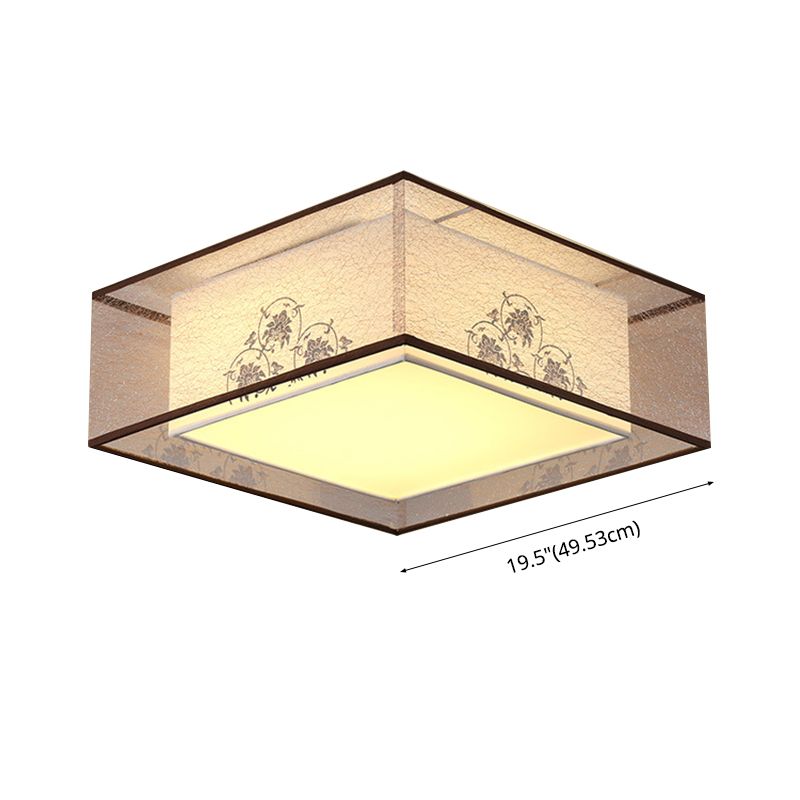 Square Flush Mount Lighting Fabric Traditional Flush Ceiling Light Fixtures