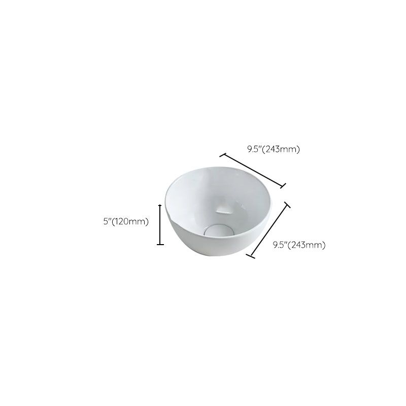 Bathroom Sink White Ceramic Faucet Single Handle Round Shape Sink