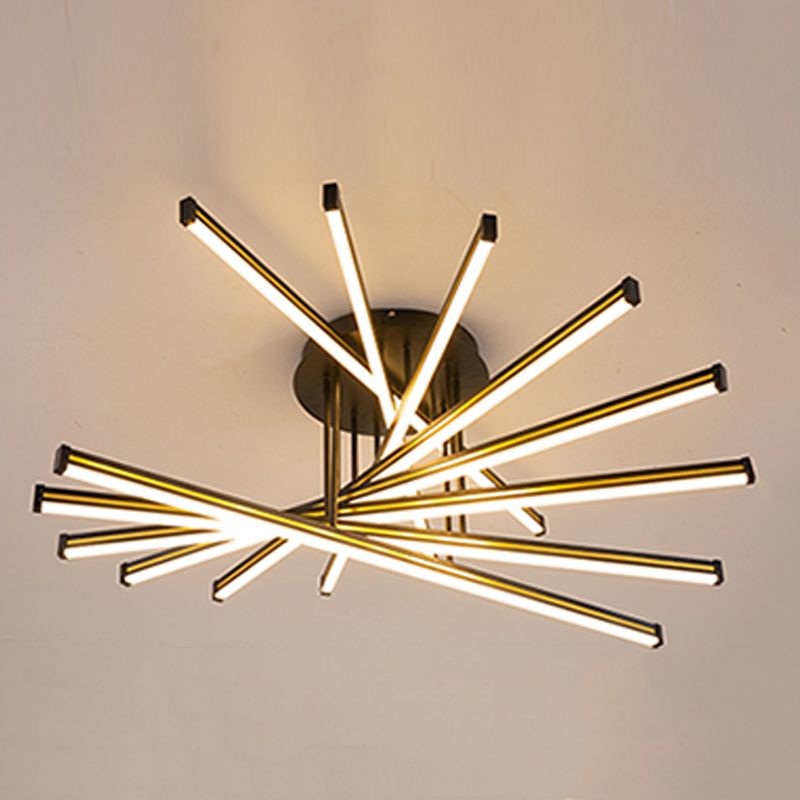 Line Shape LED Creative Ceiling Lamp Modern Iron Flush Mount for Living Room