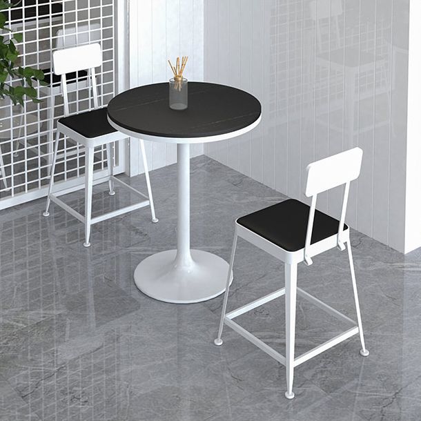 Industrial Low Back Barstools Square Bar Stools with Metal Base