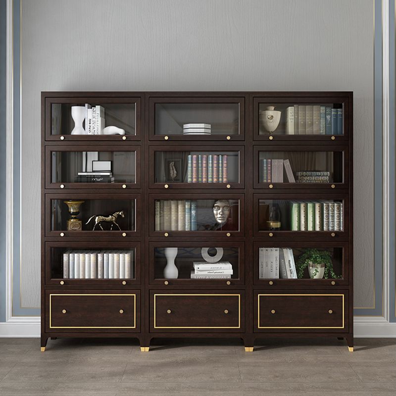 Vertical Glam Standard Bookcase Beech Closed Back Bookcase with Drawer