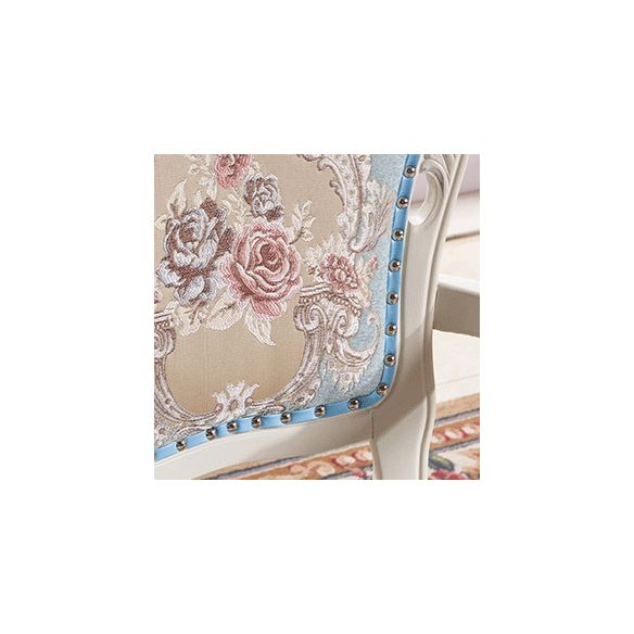 Silla de comedor de tela victoriana con respaldo King Louis y acabado mate (juego de 2)