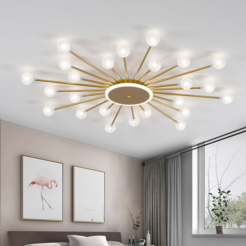 Radial Bedroom Flush Mount Fixture Metal LED Minimalistic Close to Ceiling Light