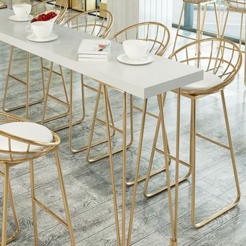 Rectangle Gold Legs Counter Set 1/2/5/9 Pieces Wood Glam Indoor Pub Table Set