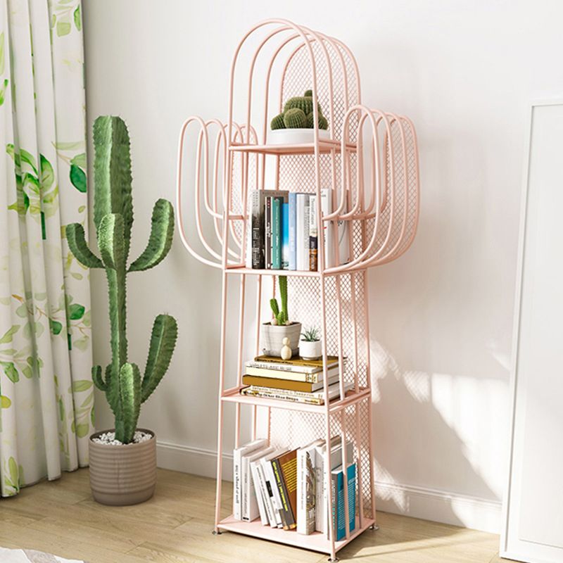 Scandinavian Geometric Bookcase Metal Closed Back Bookshelf with Shelves